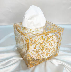 Cubierta de caja de pañuelos de resina remolinada personalizada elegante soporte de papel cuadrado moderno con fondo magnético para Baño de hotel de alta gama - Product Image 5