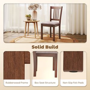 Set di 2 Sedie da Pranzo Imbottite in Lino con Gambe in Legno di Gomma, Colore Noce Taupe, per Cucina, Sala da Pranzo e Soggiorno - Product Image 5