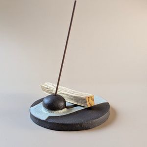 Minimalist Ceramic Incense <b>Stick</b> Holder Round Ash Catcher Plate Palo Santo Burner Tray Dual Function Brass <b>Ball</b> Dock - Product Image 2