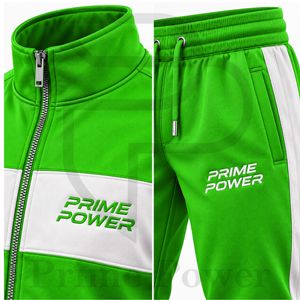 Ensemble de survêtement vert deux pièces pour homme – Veste zippée à col montant et pantalon de jogging fuselé – Vêtements de sport personnalisables avec logo – Direct Usine - Product Image 5