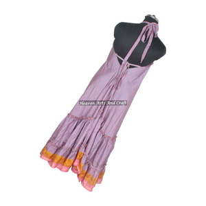 Nuevo Vestido de Noche Elegante para Mujer, Estilo Casual Occidental Boho, Vestido Largo Vintage de Seda Sari, Sin Mangas, para Cena, Estilo Indio - Product Image 6