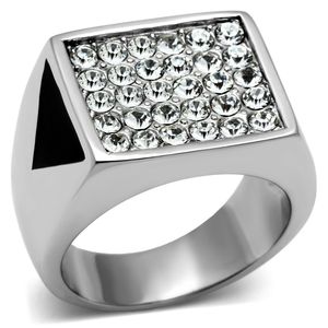Anello in Acciaio Inossidabile Lucidato TK707 con Cristallo di Alta Qualità e Superficie Liscia - Product Image 1