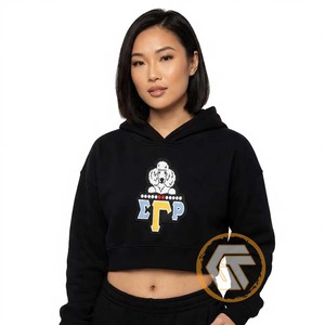 Sweat à capuche court personnalisé en molleton de coton brodé Sigma Gamma Rho, écologique, de haute qualité, pour femmes - Product Image 1