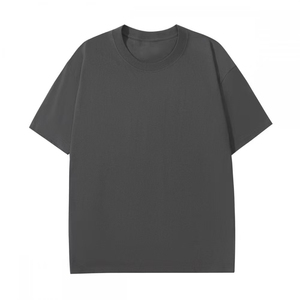 เสื้อยืดคอกลมแขนสั้นทรงโอเวอร์ไซส์สีครีมสำหรับผู้ชาย ผ้าฝ้ายเจอร์ซีย์ถัก 100% สีพื้น สวมใส่สบาย ทรงปกติ - Product Image 2