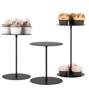 Ensemble de 3 supports à gâteau ronds en métal noir, réutilisables, pour cupcakes et desserts - Product Image 3