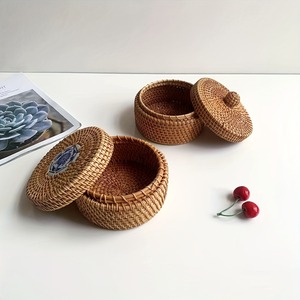Braided rattan <b>boxes</b> <b>for</b> <b>storage</b> & <b>decor</b> low cost box container with ceramic lid excellent quality - Product Image 6