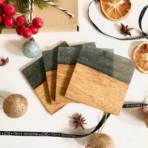 Premium Natural Acacia Wood & Resin River Coaster Set Elegant Handmade Table Protectors for Hot & Cold Drinks, Entertaining - Product Image 3