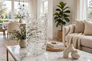 Handmade Flute-Shaped Transparent Ribbed <b>Glass</b> <b>Candle</b> <b>Holder</b> Eco-Friendly Leak Proof Break Resistant Multifunction 0.5L Capacity - Product Image 3