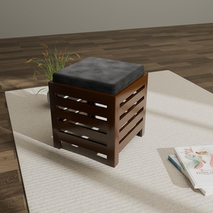 Handcrafted Wooden <b>Stool</b> with Fabric Cushion Solid Wood Upholstered Sitting Seat for Bedroom Living <b>Room</b> <b>Dressing</b> Area and Home - Product Image 3