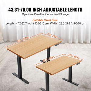Telaio per Scrivania Ergonomica Regolabile con Doppio Motore, Altezza 50.8-70.1 Pollici, Lunghezza 43.3-70.1 Pollici, Gambe Elettriche per Scrivania Computer - Product Image 3