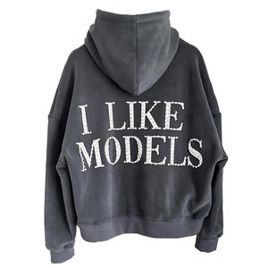 Conjunto de Sudadera con Capucha y Pantalones de Chándal de Algodón con Lavado Ácido, Estampado Serigrafiado y Pedrería, Estilo Urbano Sólido de Invierno, Personalizado de Alta Calidad - Product Image 3