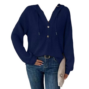 Chic durable femmes à manches longues pull à capuche haut respirant ample décontracté bureau dame sweat avec Logo avant arrière - Product Image 1