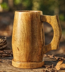 Handmade Wooden Coffee Mug Solid Wood Cup Natural Finish Rustic Design Eco Friendly <b>Drinkware</b> for Kitchen Dining - Product Image 4