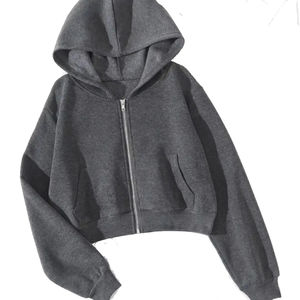 Sweat à capuche zippé pour femme, 100% coton canvas, manches longues, coupe ample, décontracté, tendance, haute qualité, hiver - Product Image 4