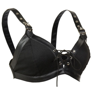 Wholesale Custom Logo Women Leather Bra Punk Style Buckle Strap Triangle Lingerie Bulk OEM Factory Direct Goth Women Leather - Product Image 5