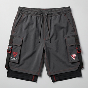 Shorts de course 2-en-1 pour hommes avec poches cargo, séchage rapide, pour la gym, l'entraînement, avec doublure de compression, vêtements de sport - Product Image 1