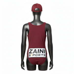 Traje de Baño de Una Pieza para Mujer, Poliéster y Spandex Premium, Color Granate Sólido, Logotipo Personalizado con Transferencia Térmica - Product Image 2