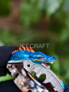 Cassa per Orologio Modificata con Drago Blu in Smalto e Micro Pavé di Diamanti, Realizzata a Mano - Product Image 5