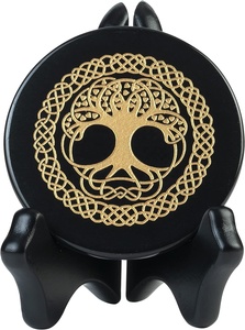 Beautiful Black Agate Coaster Collection 3-3.25 Inch Handcrafted Crystal Gift Craft Natural High Quality Engraved - Product Image 2