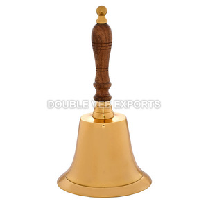 ระฆังโบสถ์ทองเหลืองขนาดใหญ่พร้อมด้ามไม้ | ระฆังสวดแบบถือ-ส่งออกวีคู่ - Product Image 2