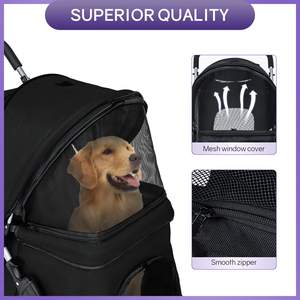 TH-PPS-060 Ventilated Pet Stroller with Mesh Panels Removable <b>Cushion</b> and Easy Fold System for <b>Travel</b> and Storage - Product Image 4
