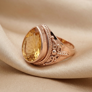 925 Sterling Silver <b>Citrine</b> Statement <b>Ring</b> Vintage Victorian Filigree Cocktail <b>Ring</b> November Birthstone Jewelry Gift for Women - Product Image 2