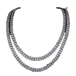 Cadena de eslabones cubanos de Miami al por mayor de fábrica, collar de moissanita de Plata de Ley 925 de 8mm y 20 pulgadas para hombres, joyería de Hip Hop - Product Image 1