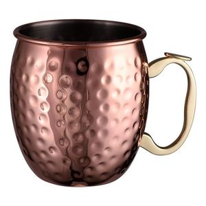 Copper <b>Mug</b> Belly Cup <b>With</b> <b>Handle</b> Vintage Design <b>Thermal</b> Insulation Home Use Hammered Metal Drinkware Vintage Design - Product Image 2