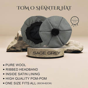 Bonnet écossais personnalisé en laine unie gris sauge avec pompon, vente en gros - Product Image 3