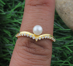 Anillo de Plata de Ley con Bisel Chapado en Oro de Lujo, Anillo Redondo con Perla y Piedras Preciosas para Mujer, Joyería Elegante para Regalo de Fiesta - Product Image 2