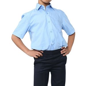 Ensemble uniforme scolaire personnalisé pour garçons : chemise bleu clair à manches courtes et pantalon bleu marine foncé – Tenue élégante pour l'école au quotidien - Product Image 2
