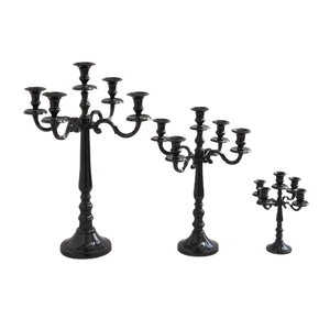 High Quality Handmade Black Coated Metal Pillar Candelabra 5-<b>Candlestick</b> Wedding Centerpiece for Indoor and Outdoor Decorations - Product Image 3