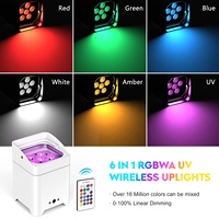 U`King - Juego de 6 Luces LED de 18 W con Batería, RGBWA+UV, Inalámbricas, Recargables, para KTV, Bodas, Fiestas, DJ, Escenarios