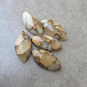 Cabochon en Caclite de Cuivre Naturel, Forme Marquise, Dos Plat, Pierre Calibrée pour Bijoux - Product Image 2