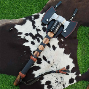 ขวานเหล็กดามัสกัสสองหัว ดีไซน์งานฝีมือแบบดั้งเดิม เครื่องมืออเนกประสงค์สำหรับงานหนัก เหมาะสำหรับการตั้งแคมป์ บุชคราฟท์ และการเอาตัวรอด - Product Image 3