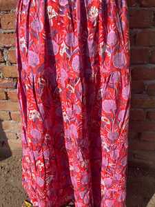 กระโปรงยาวพิมพ์ลายบล็อกอินเดียแบบลำลองสำหรับผู้หญิง ขายดีปี 2026 ระบายอากาศได้ดี พร้อมขอบเอวยางยืด - Product Image 5