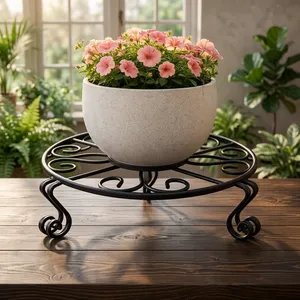 Support de plantes en métal antirouille pour usage intérieur et extérieur, support de pot de fleurs en fer robuste, support Gamla pour balcon, jardin, décoration de la maison - Product Image 6