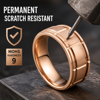 Premium 18K Roségold Plattierter Wolframring Gebürstete Oberfläche Komfortabler Sitz Herren Ehering