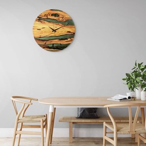 Olive Wood Wall Clock with Epoxy Resin: Handmade Rustic Decor - Product Image 5