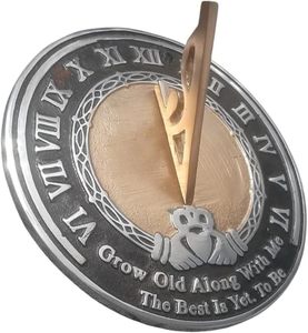 Horloge solaire ronde en laiton peinte de 10 pouces pour jardin, décoration extérieure pour la maison et le jardin - Product Image 3