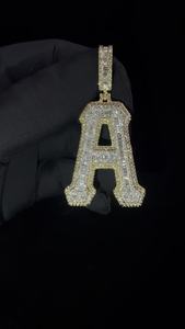 Hip Hop Jewelry <b>Iced</b> <b>Out</b> VVS Mossanite Diamond 925 Sterling Silver A-Z Initial Letter Pendant For Men <b>Chain</b> - Product Image 5