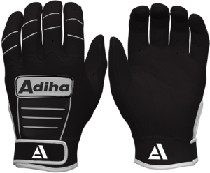 Gants de frappe de baseball en cuir premium Adiha Impex, légers, durables, cuir de qualité supérieure, antidérapants, fermeture auto-agrippante, entièrement noirs - Product Image 3