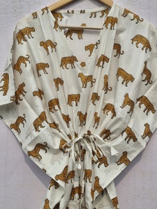 Women Animal Print Cotton <b>Kimono</b> Robe Loose Fit <b>Beach</b> Cover Up Lightweight Summer <b>Kimono</b> Cardigan Lounge Wear - Product Image 3