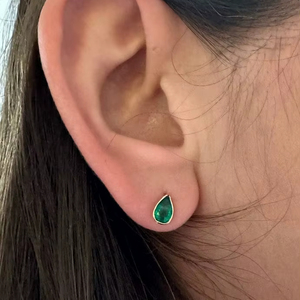 Pear Cut Bezel <b>Stud</b> Earrings 18K Gold Gold Plated IGI Certified Party Minimalist Pear Shape Women's - Product Image 1