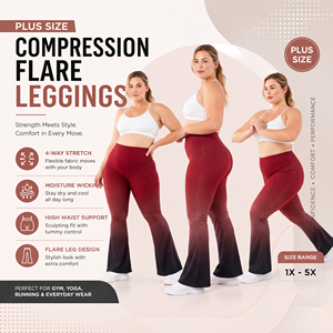 Leggings évasés imprimés taille haute pour femmes grandes tailles en polyester/spandex, pantalons de yoga, compression, séchage rapide, respirant - Product Image 4