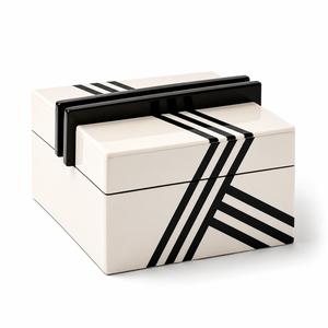 Caja de Joyería con Tapa de Madera y Resina Azul y Blanca, Porta Papel Decorativo para el Hogar, Hotel, Baño, Caja de Joyería con Tapa para Regalo - Product Image 3