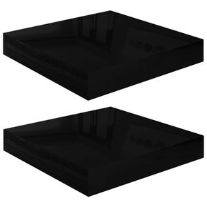 Juego de 2 Estantes de Pared y Exhibición de Metal y MDF con Diseño de Panal de Abeja en Negro Brillante - Product Image 2