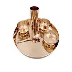 High Quality 6-Piece Bronze <b>Dinnerware</b> Thali Set with Bowls Pudding Glass for Health Benefits Yoga Vintage Good Design ECK-2202 - Product Image 2