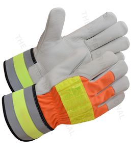 Hi Vis Cow Leather Safety Work Gloves Heavy Weight Fully Lined Thermal Winter Daily Use Welding Gloves - Product Image 5