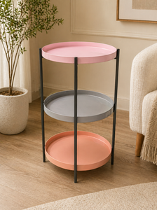Modern 3 Tier <b>Round</b> Tray <b>Side</b> <b>Table</b> Metal Storage Organizer Rack Corner <b>Table</b> Decorative Shelf Stand Living Room Furniture - Product Image 2